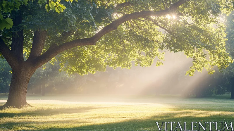 AI ART Serene Morning Light Through Tree