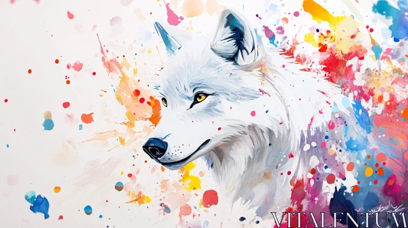 AI ART Abstract Wolf Art with Watercolor Effect