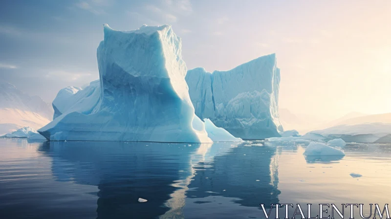 Arctic Icebergs: A Stylized Oceanic Landscape AI Image