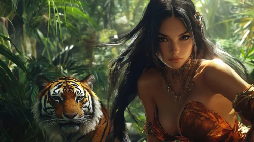 Jungle Portrait: Woman and Tiger