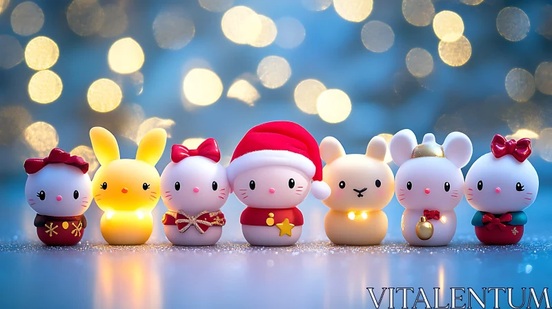 Holiday Bunny Toys Glowing Display AI Image