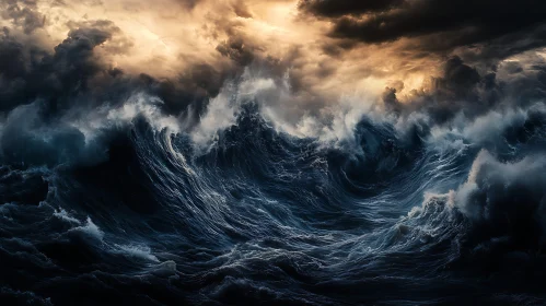 Dramatic Seascape: Wave and Dark Clouds