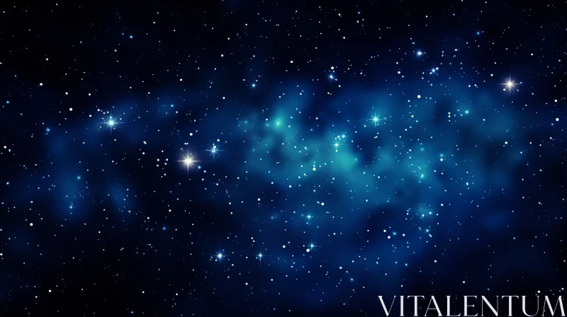 Mystical Blue Space Background - Starpunk Nightscape AI Image