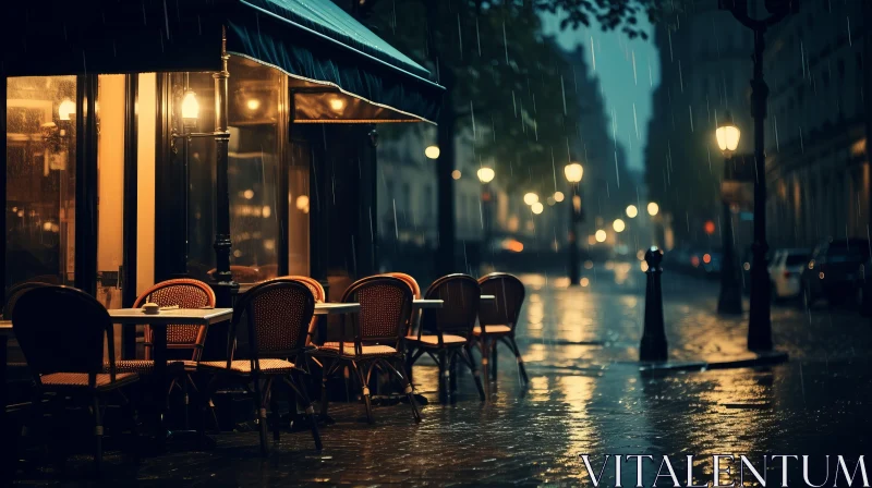 Rainy Paris Night in Photorealistic Tonalist Style AI Image