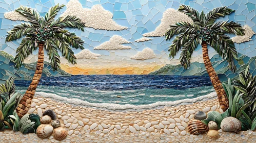 Tropical Beach Mosaic Art