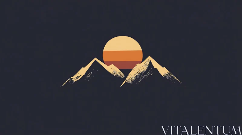 Serene Mountain Sunset Landscape Artwork AI Image