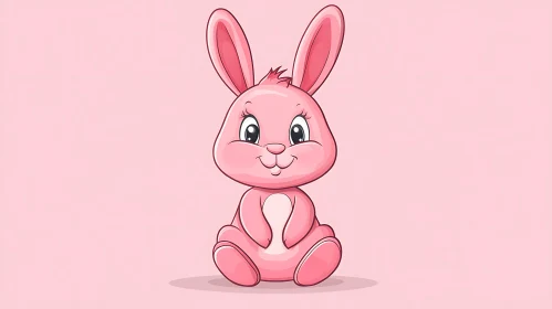 Charming Pink Rabbit Character Art