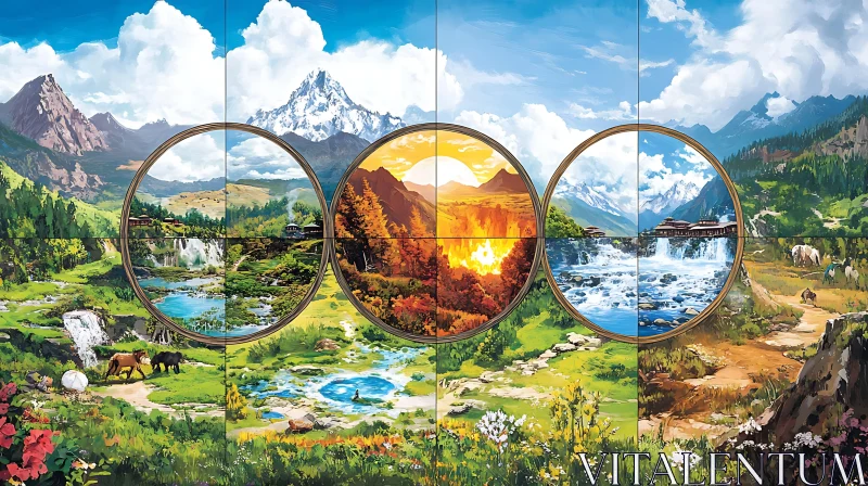 AI ART Seasonal Landscape Triptych