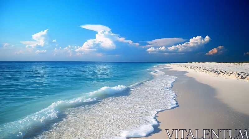 Coastal Serenity: Waves on White Sand AI Image