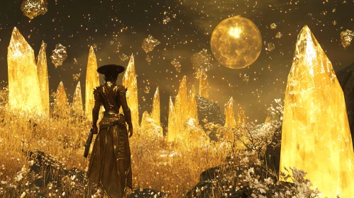 Ethereal Golden Crystal Scene