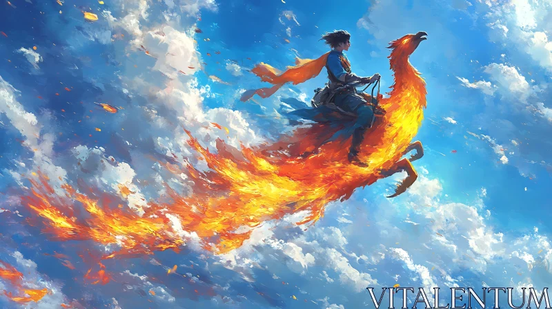 AI ART Soaring High: Phoenix and Rider