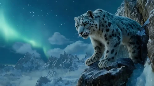 Majestic Snow Leopard in Mountainous Landscape