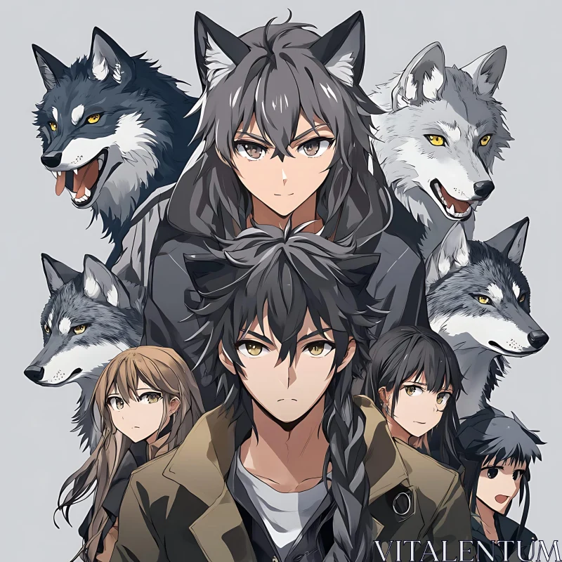 Fantasy Anime Wolf Characters AI Image