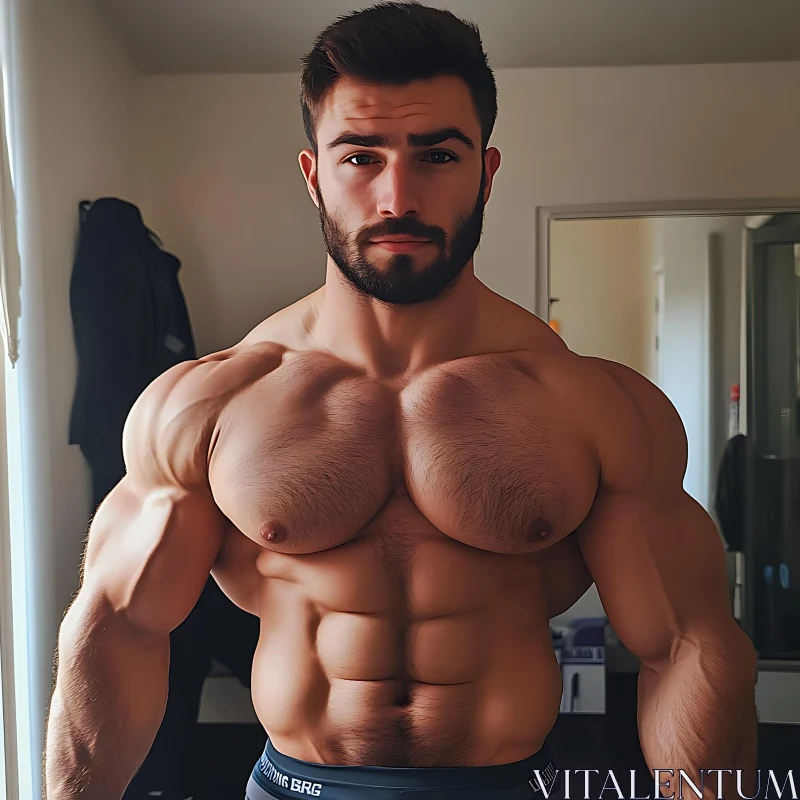 Male Portrait with Strong Physique AI Image