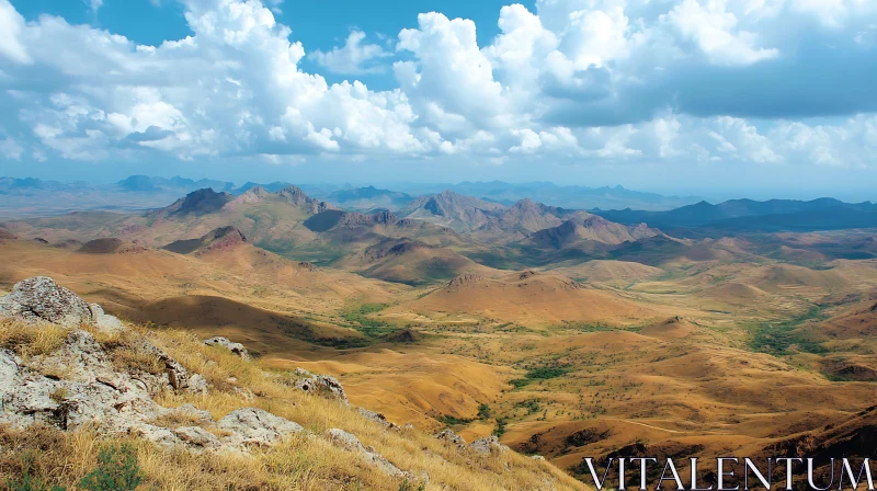 AI ART Mountainous Vista with Cloudy Sky