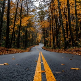 Golden Forest Road in Autumn