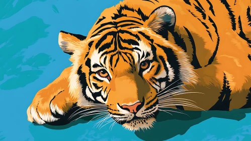 Tiger in repose, wildlife art