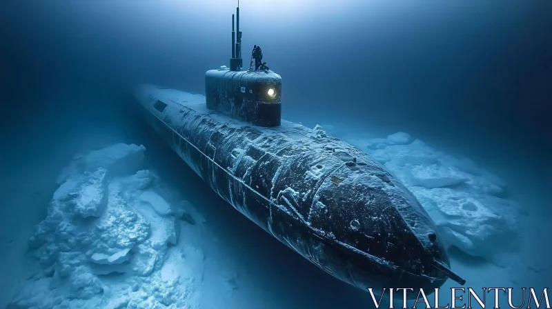 Underwater Military Vessel in Arctic AI Image