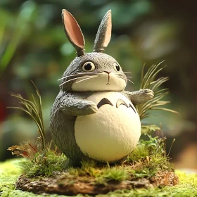 Whimsical Totoro Statue Amidst Greenery