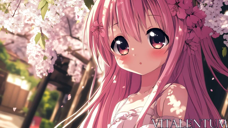 Kawaii Anime Girl in Spring AI Image