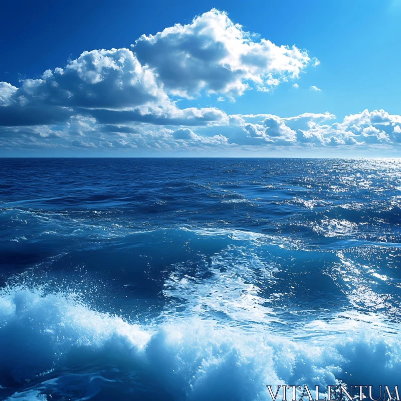 Seascape with Waves and Clouds AI Image