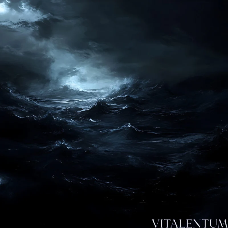 Turbulent Ocean Under a Stormy Sky AI Image