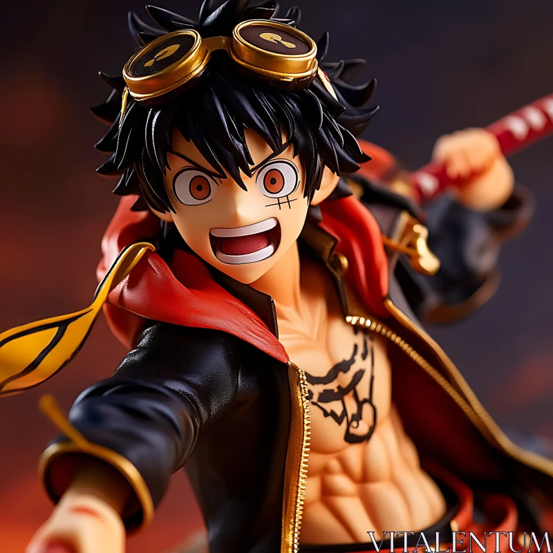 Energetic and Detailed Anime Character Figure AI Image