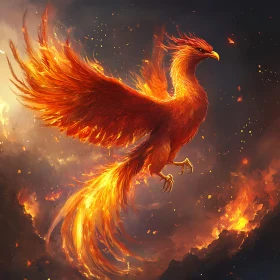 Fiery Phoenix Ascending from Ashes