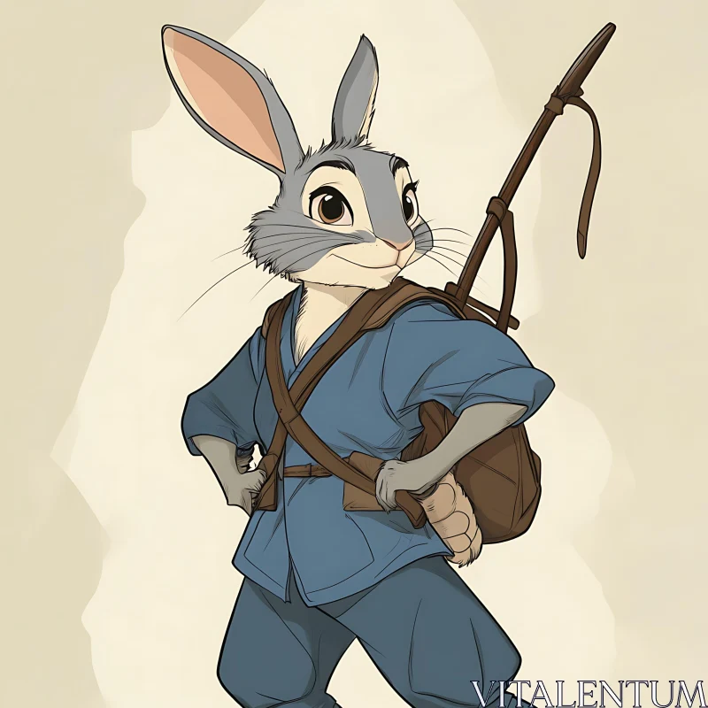 Cartoon Rabbit with Backpack AI Image