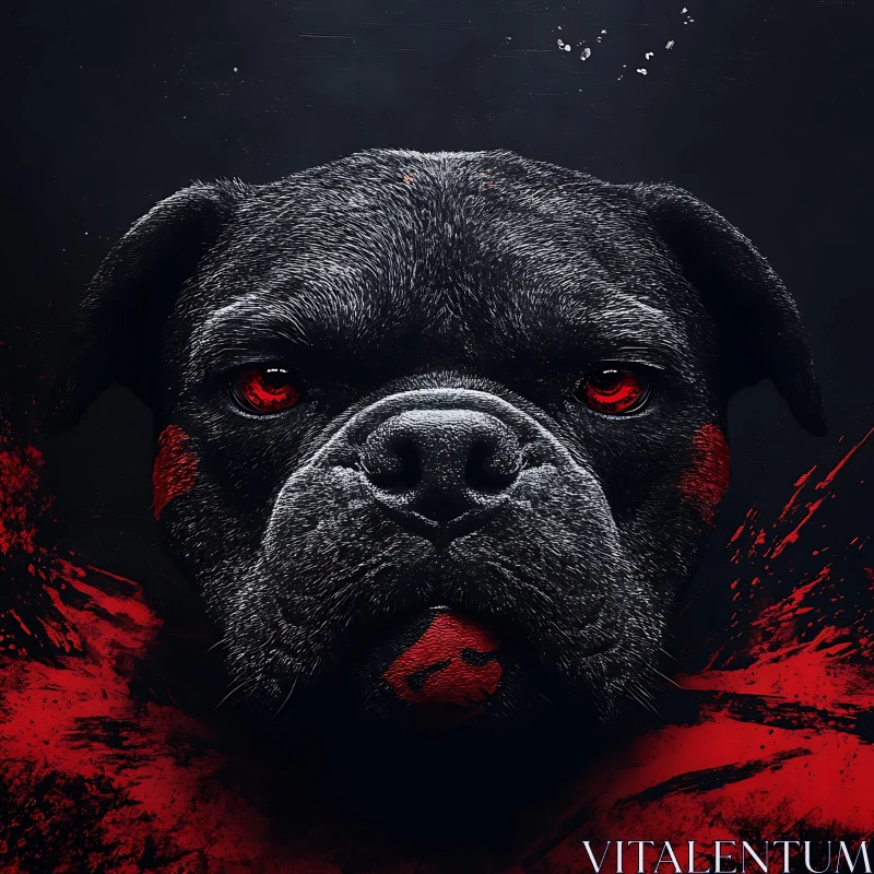 Dramatic Dog Art with Red Eyes and Markings AI Image