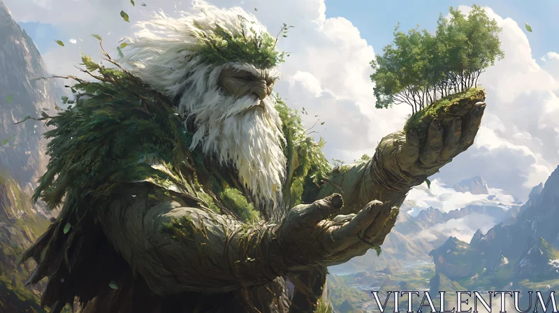 AI ART Colossal Nature Spirit Holding Forest