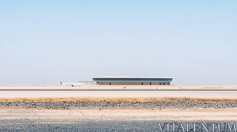 Isolated Airport Building in Arid Desert AI Image