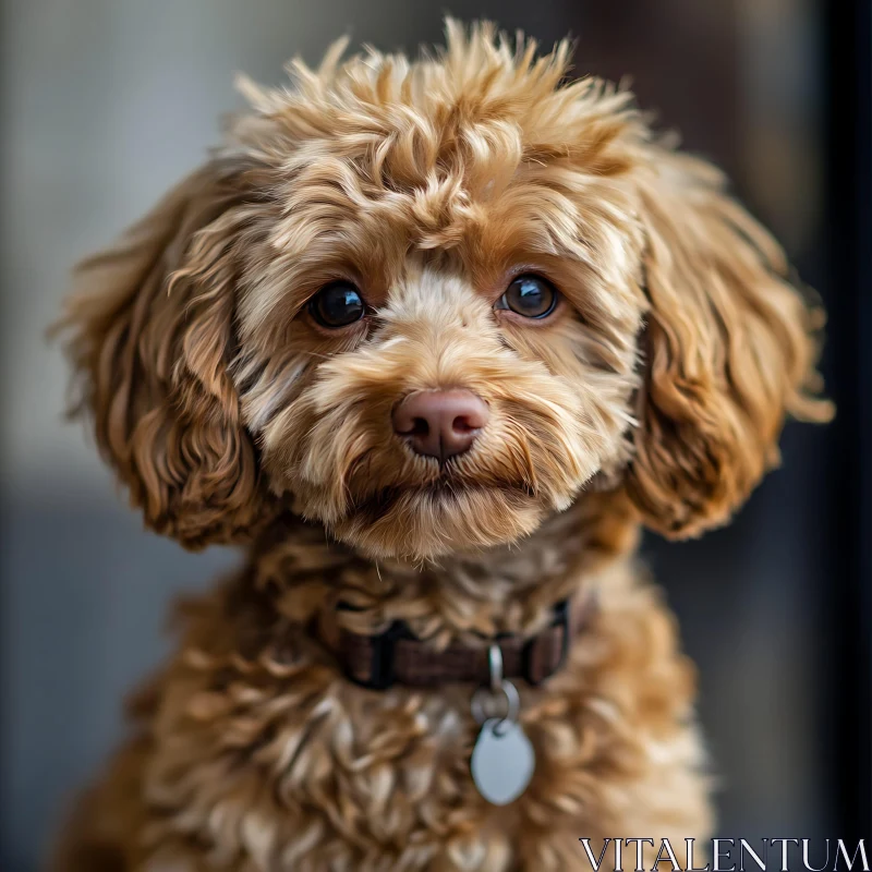 Charming Curly-Haired Puppy with Expressive Eyes AI Image