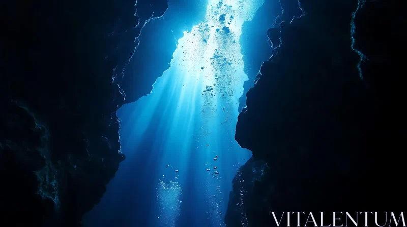 AI ART Underwater Cave with Sunlight