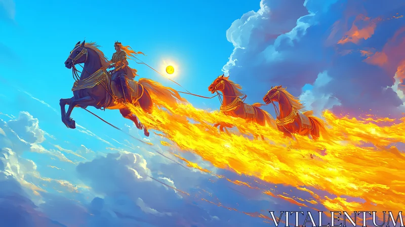 AI ART Sun Chariot Horses in the Sky
