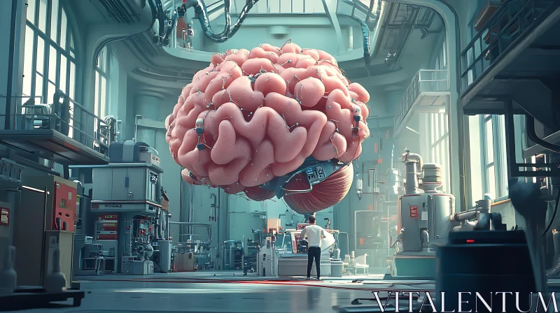 Oversized Brain in Futuristic Laboratory AI Image