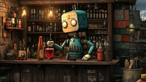 Vintage Robot Serving Drinks