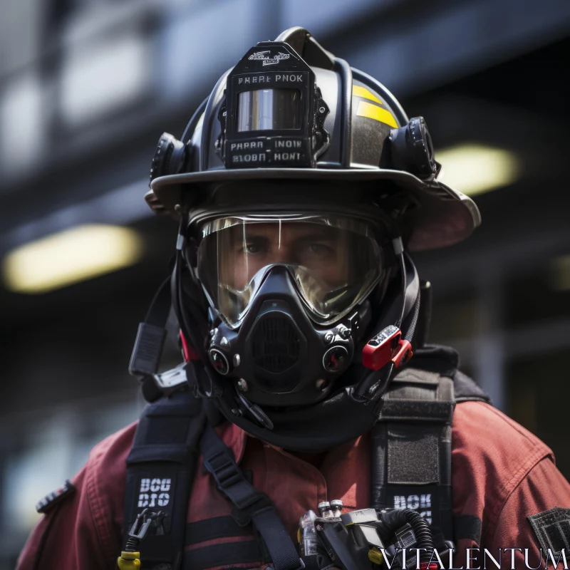 Firefighters: Heroes Amidst the City Skyline AI Image