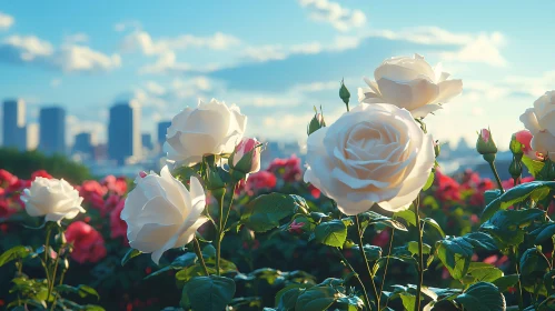 Urban Rose Garden with Cityscape