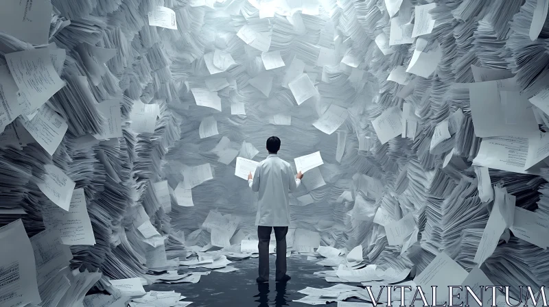 Drowning in Data: Paperwork Overload AI Image