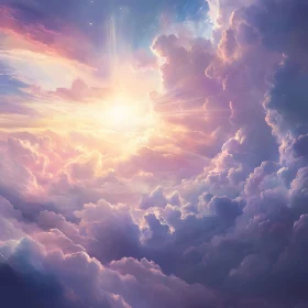 Dreamy Sky with Pink and Purple Clouds