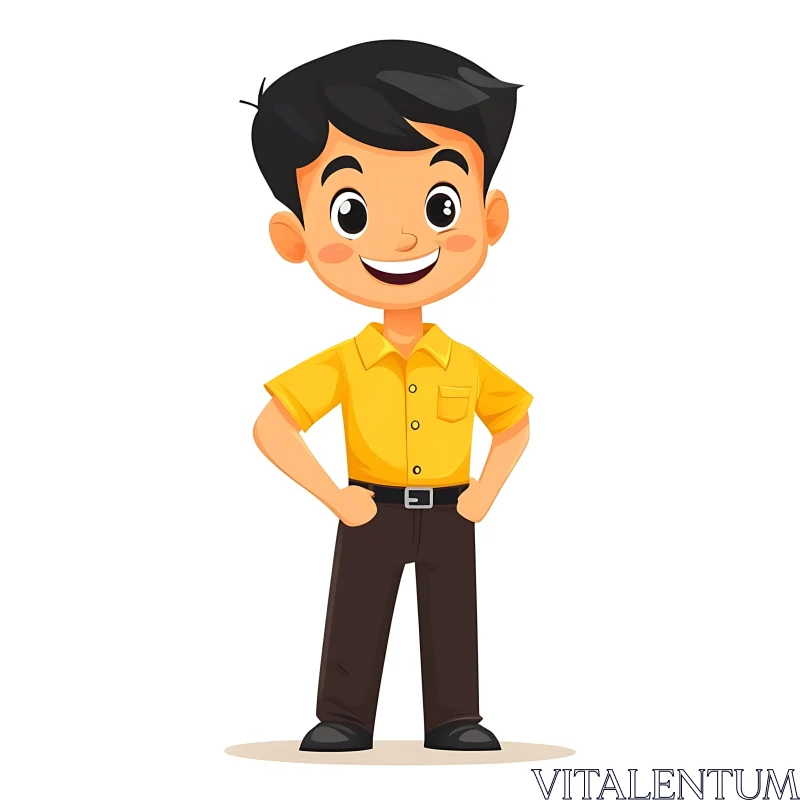 AI ART Smiling Boy Cartoon Character