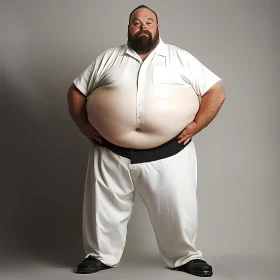 Full Portrait of Overweight Man