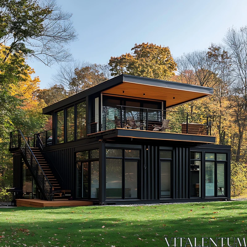 Autumn Forest Shipping Container Home AI Image