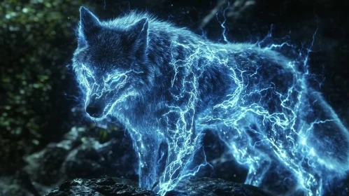 Electrified Fox in a Forest Setting