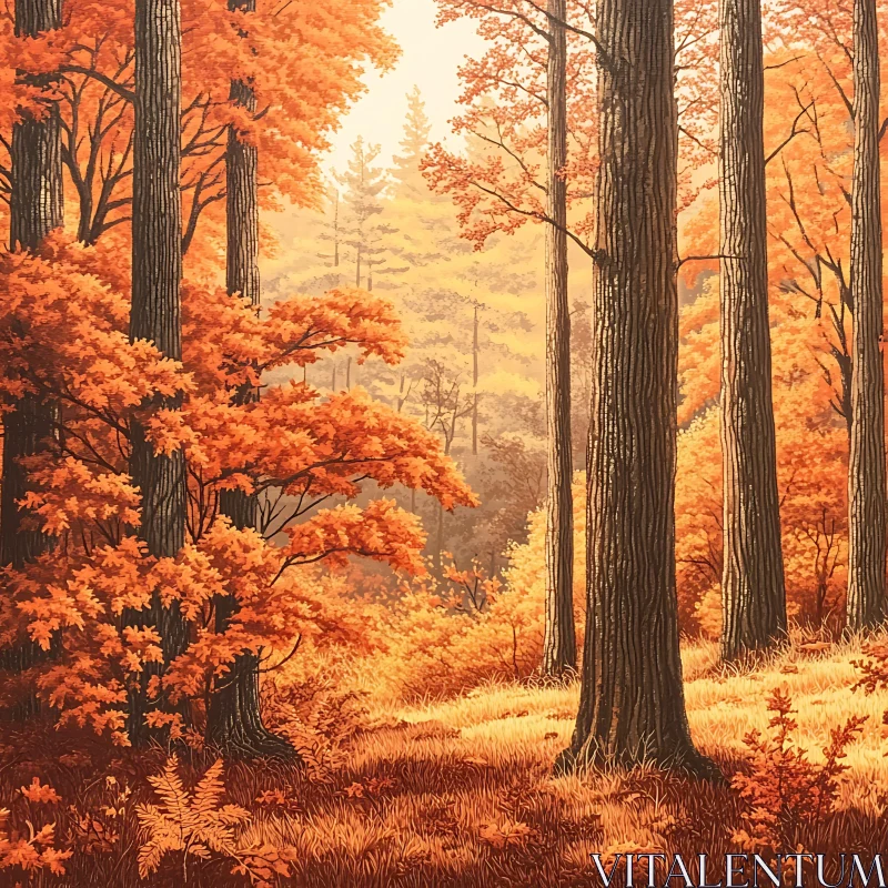 Colorful Autumn Forest Scene AI Image