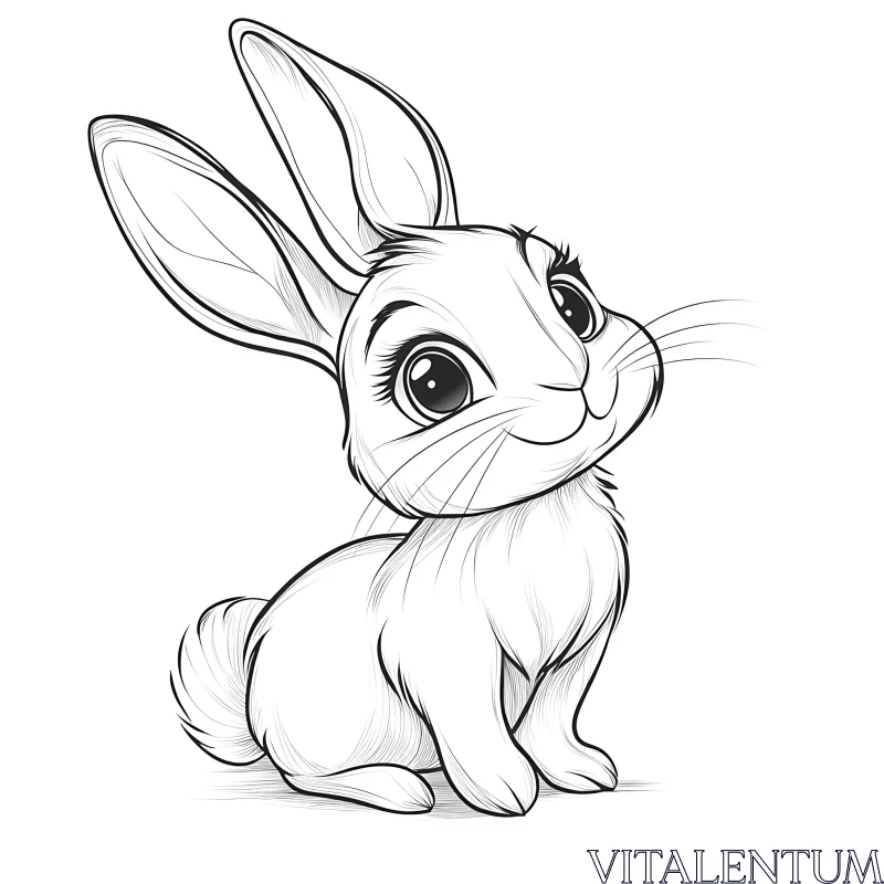 Cute Bunny Drawing for Children's Illustration AI Image