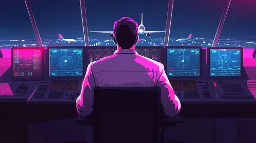 Neon Skies: Air Traffic Controller's Night Shift