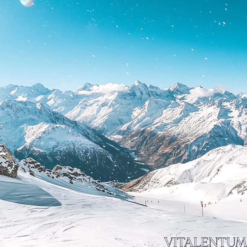 Winter Mountain Landscape with Snow AI Image