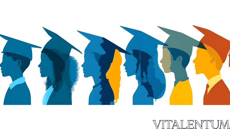 AI ART Colorful Graduate Silhouettes